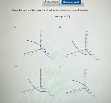 3 attempts lent Choose the sketch of the curve