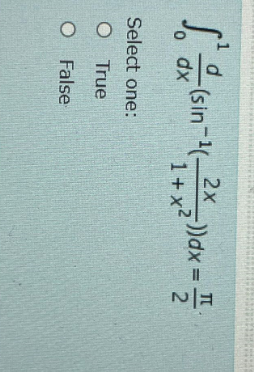 0 1 d d x ( s i n - 1 ( 2 x 1 + x 2 ) ) d x = 2
