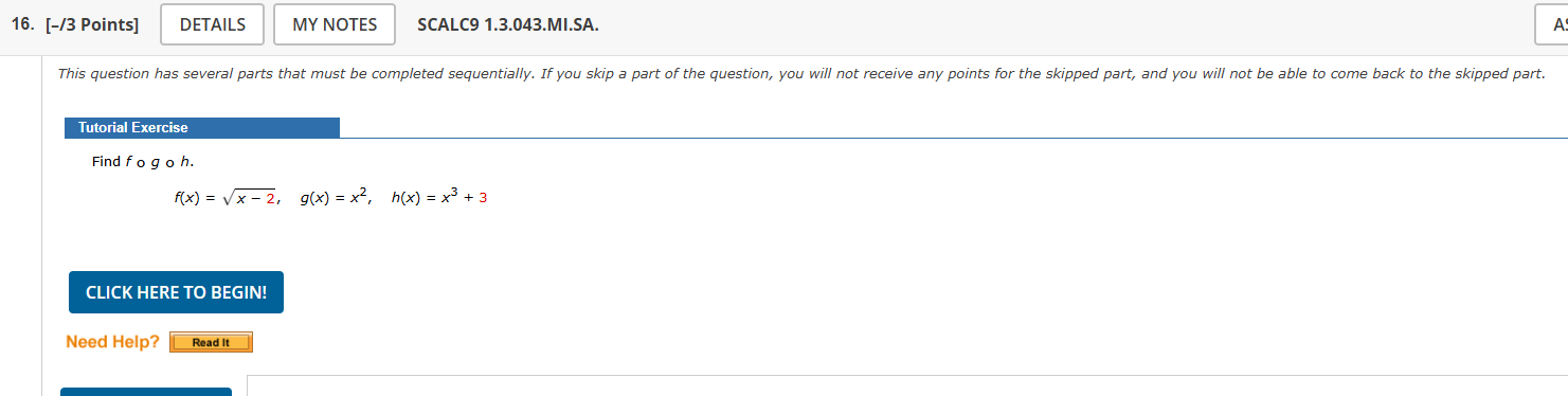 [ - 3 Points ] SCALC 9 1 . 3 . 0 4 3 . M I . S A
