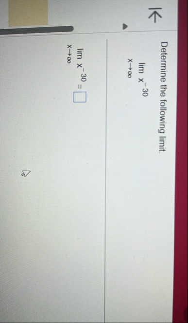 Determine the following limit . lim x x - 3 0 lim