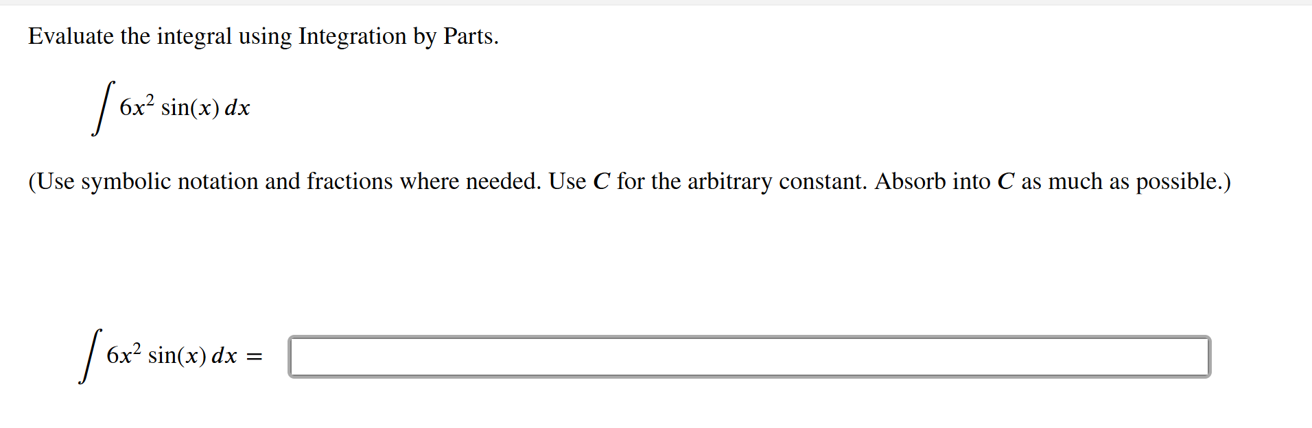 Evaluate the integral using Integration b y