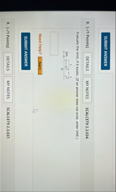 [ - / 1 Points ] SCALCET 9 2 . 3 . 0 3 4 .