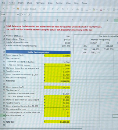 Please answer hsing excel formulas. 1 1 ( HINT: