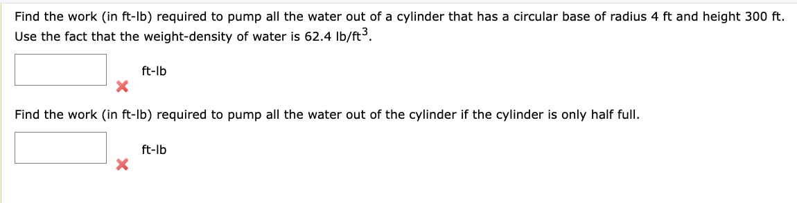 Find the work ( in ft - lb ) required to pump all