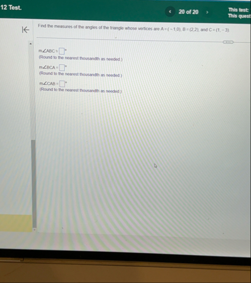 1 2 Test. 2 0 of 2 0 This test: This quest! Find