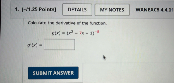 [ - / 1 . 2 5 Points ] WANEAC 8 4 . 4 . 0 1