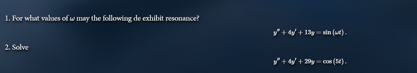 For what values o f may the following d e exhibit