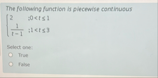 The following function is plecewise continuous 2