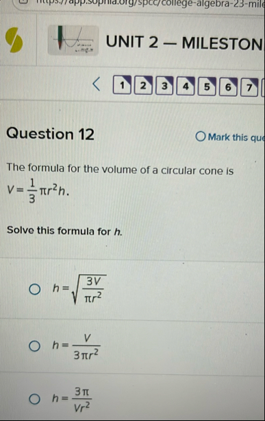 UNIT 2 - MILESTON 1 2 3 4 5 6 7 Question 1 2 Mark
