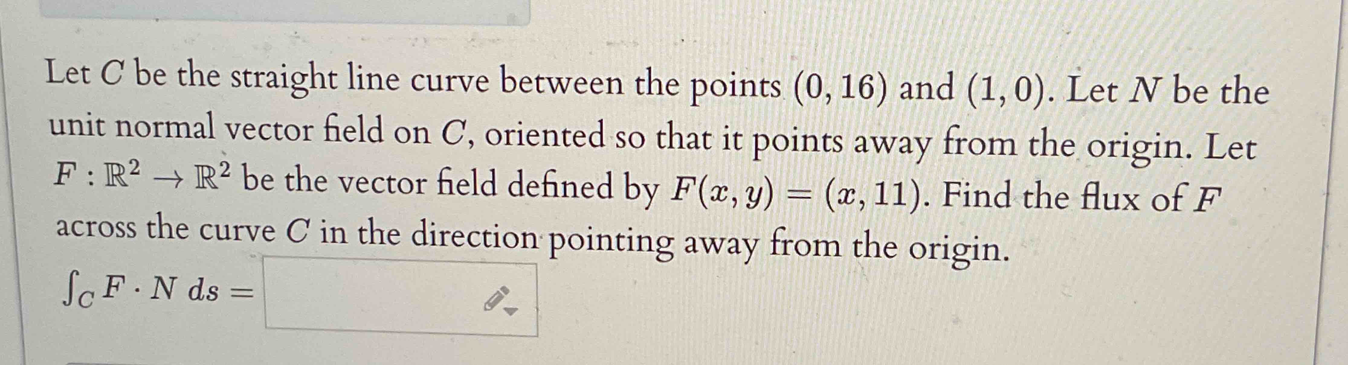Let C b e the straight line curve between the