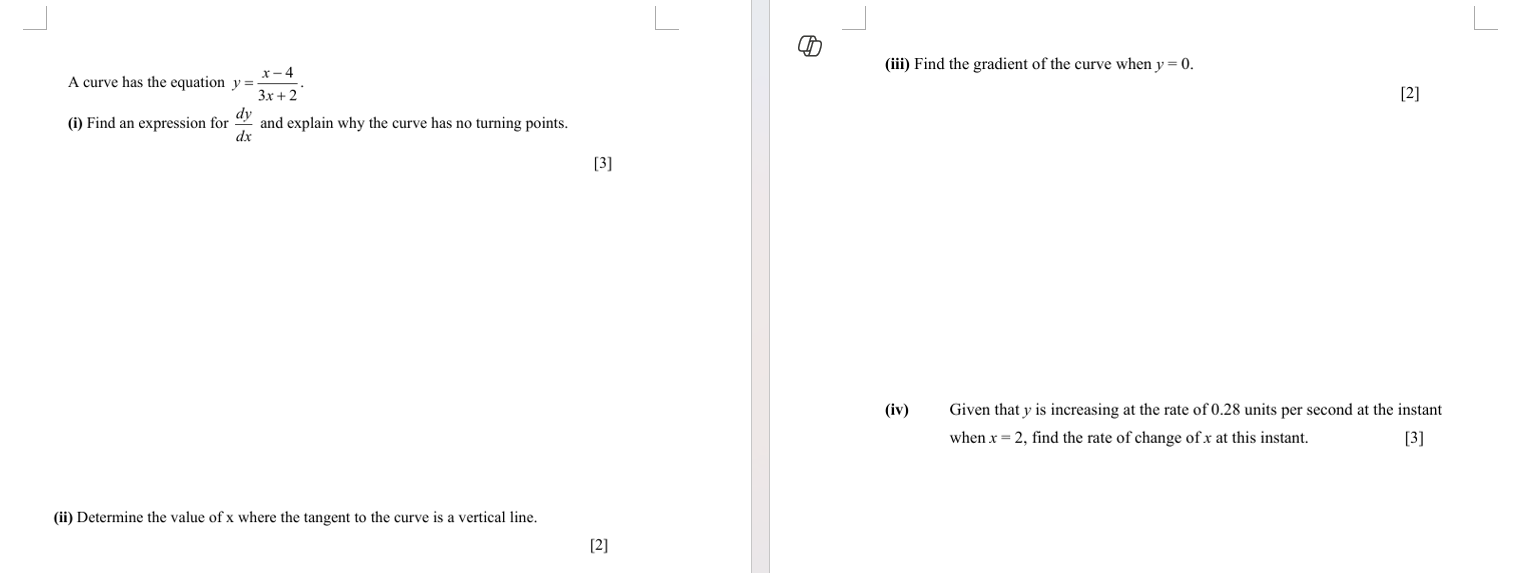( iii ) Find the gradient of the curve when \ ( y