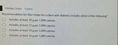 Multiple Choice 5 points Recommendation for fiber