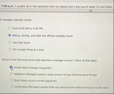 7 : 3 0 a . m . I usually sit in the backyard