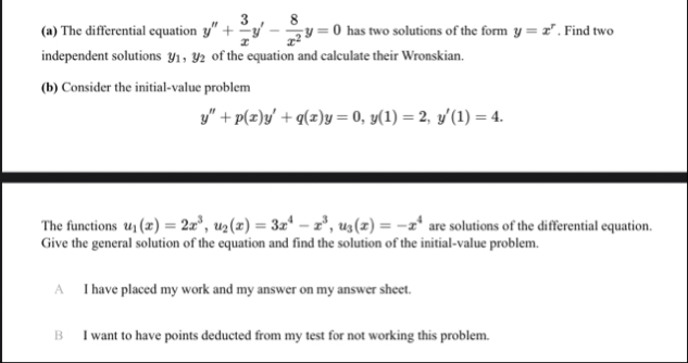 ( a ) The differential equation y ' ' 3 x y ' - 8