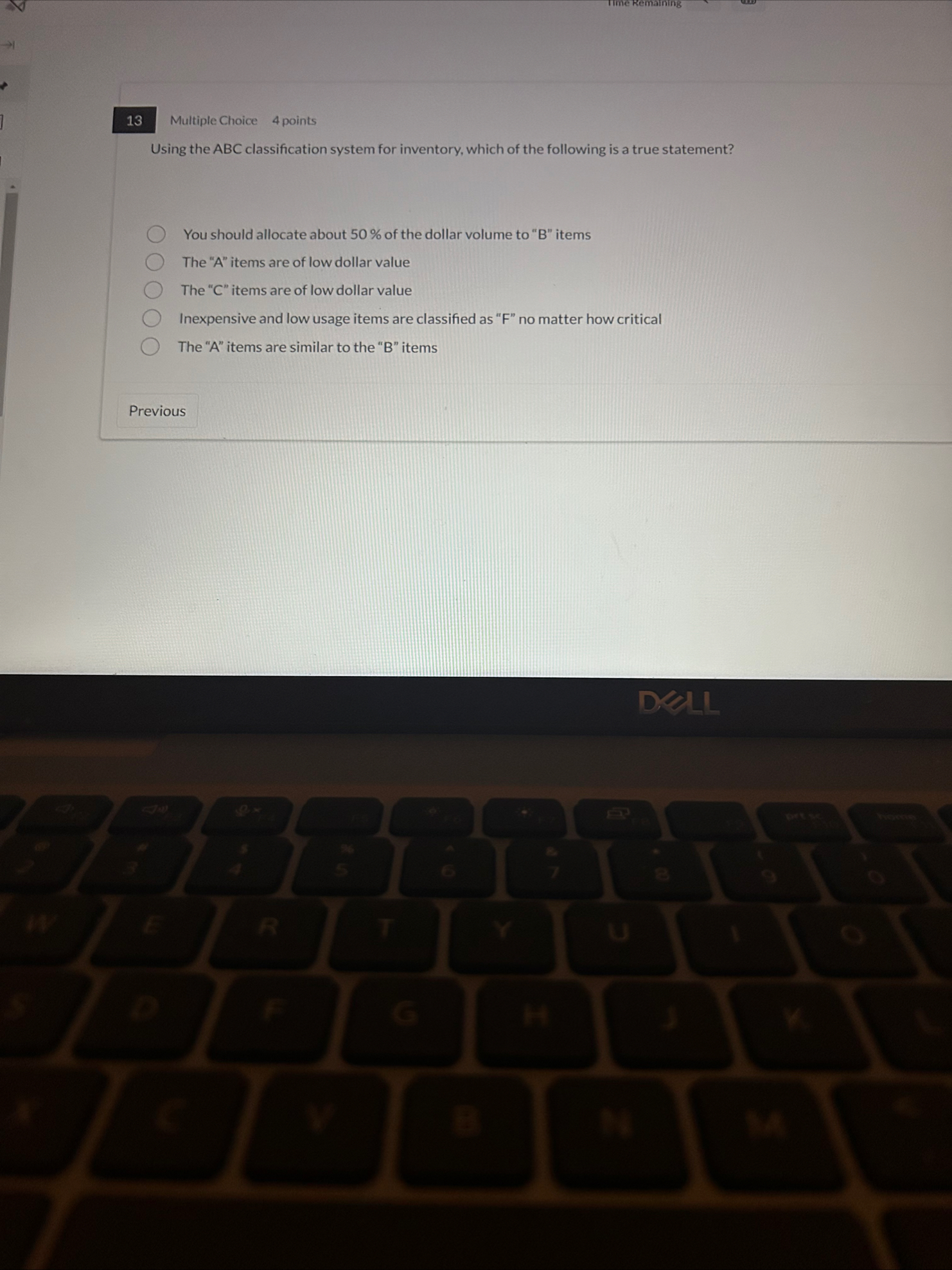 1 3 Multiple Choice 4 points Using the ABC