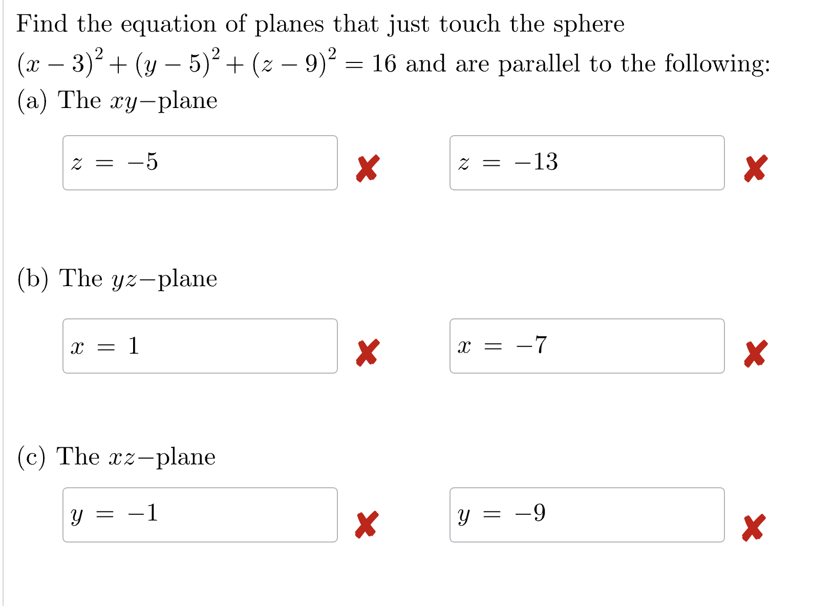 Find the equation o f planes that just touch the