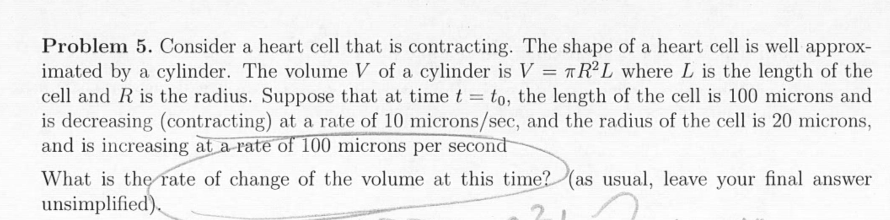 Problem 5 . Consider a heart cell that is