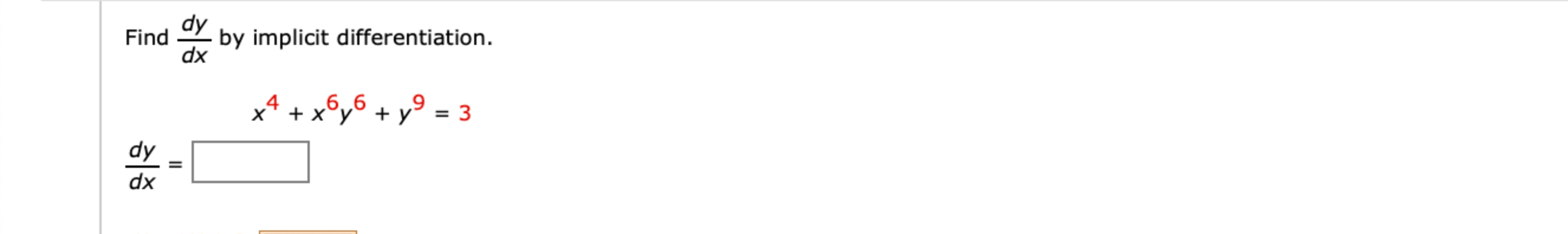 Find d y d x b y implicit differentiation. d y d