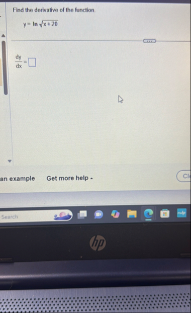 Find the derivative of the function. y = l n x 2