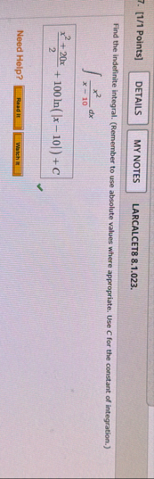 [ 1 / 1 Points ] LARCALCET 8 8 . 1 . 0 2 3 . Find