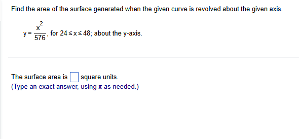 Find the area o f the surface generated when the