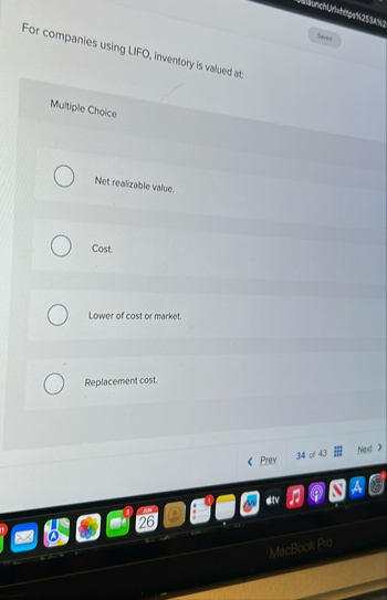 For companies using LIFO, inventory is valued at: