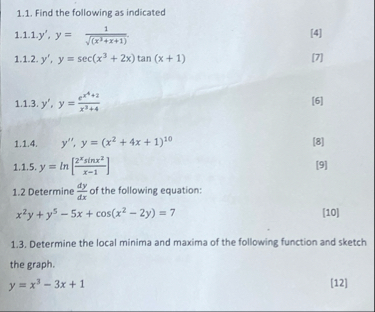 1 . 1 . Find the following as indicated 1 . 1 . 1