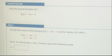 Thatal Exercise Find the Inverse function of f .
