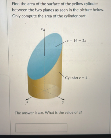 Find the area of the surface of the yellow