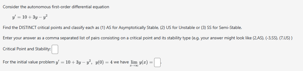 Consider the autonomous first - order