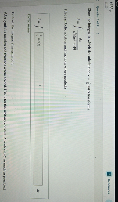 1 3 3 p t s Resources / 1 1 0 0 Question 2 of 1 1