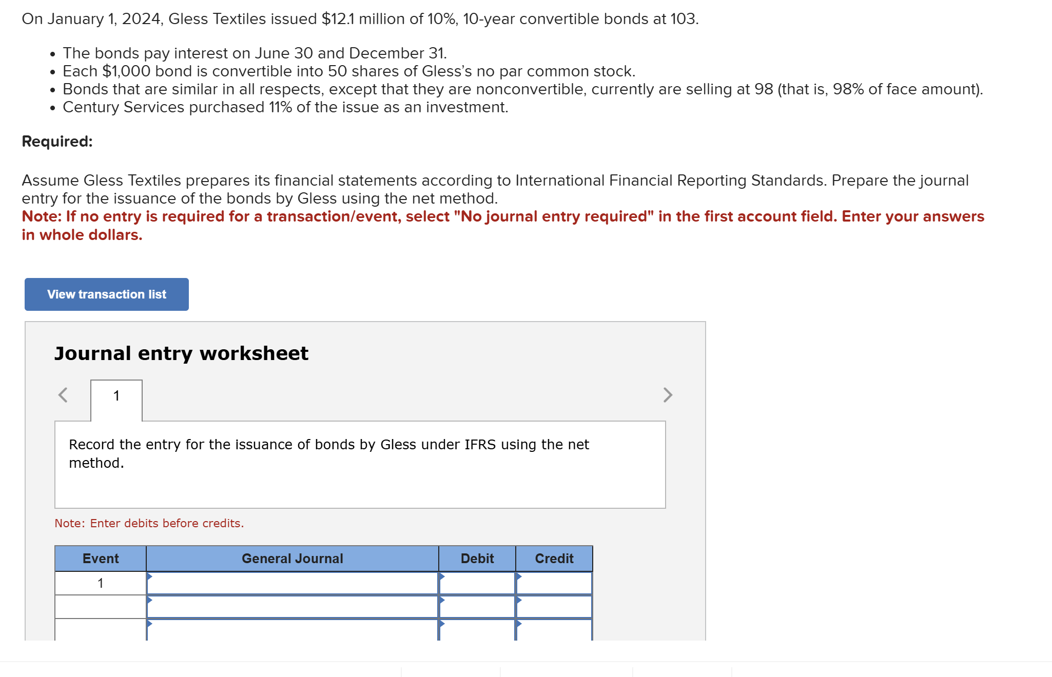 On January 1 , 2 0 2 4 , Gless Textiles issued $