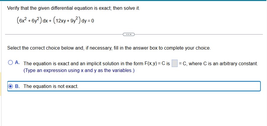 Verify that the given differential equation i s
