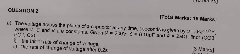 a ) The voltage across the plates of a capacitor