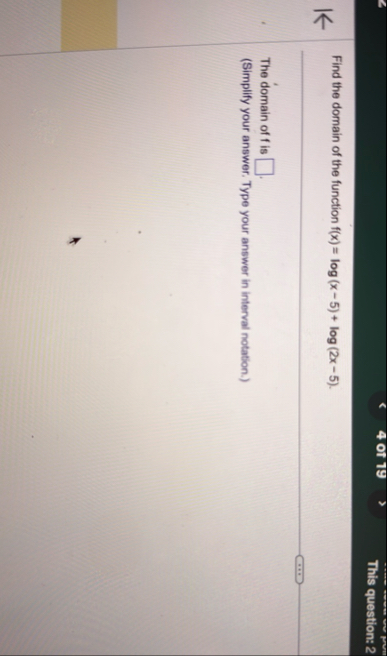 Find the domain of the function f ( x ) = l o g (