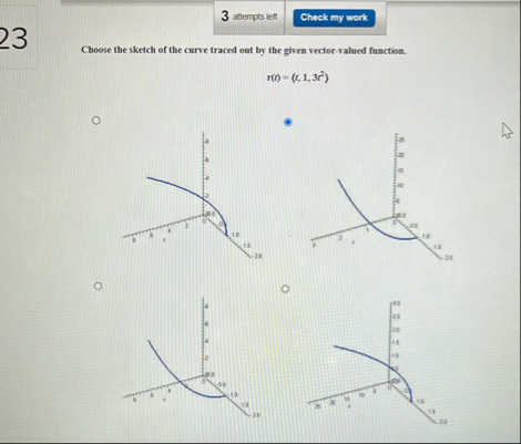 3 attemps lett Choose the sketch of the curve