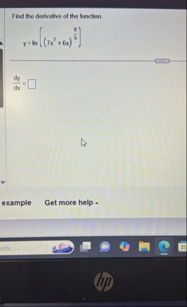 Find the derivative of the function. y = l n ( (