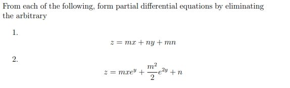 From each o f the following, form partial