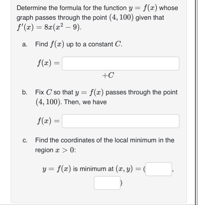 Determine the formula for the function y = f ( x