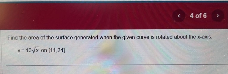Find the area o f the surface generated when the