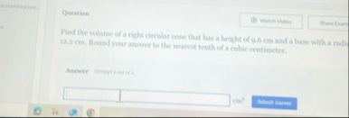 de Refrievious Question And the volume of a right