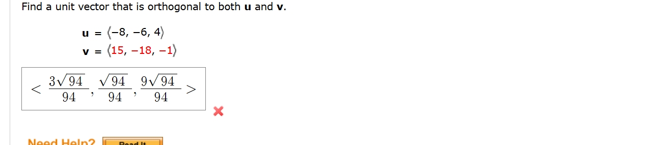 Find a unit vector that i s orthogonal t o both u