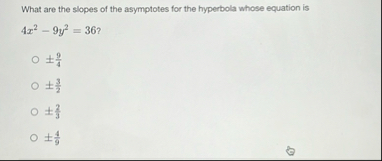 What are the slopes of the asymptotes for the