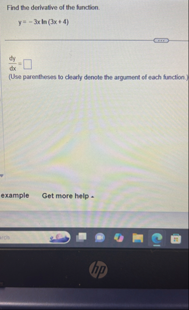 Find the derivative of the function. y = - 3 x l