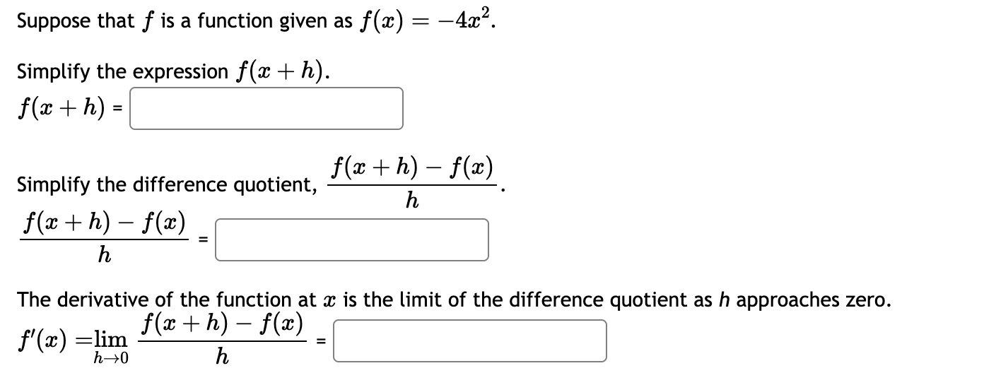 Suppose that f i s a function given a s f ( x ) =
