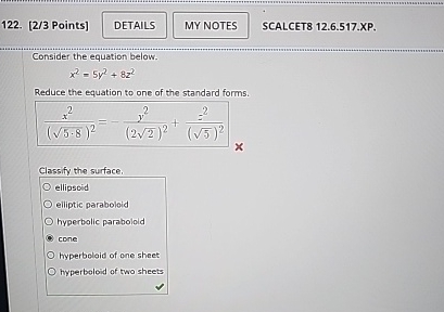 [ 2 / 3 Points ] SCALCET 8 1 2 . 6 . 5 1 7 . XP .