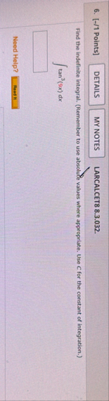 [ - / 1 Points ] LARCALCET 8 8 . 3 . 0 3 2 . Find