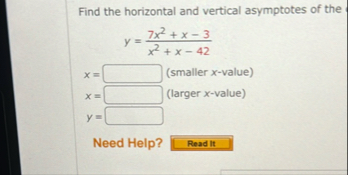 Find the horizontal and vertical asymptotes of