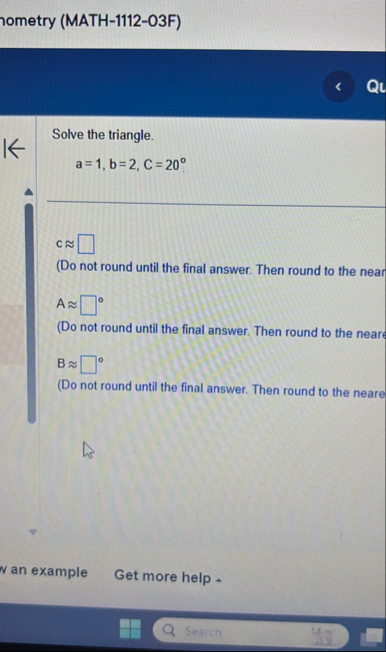 nometry ( MATH - 1 1 1 2 - O 3 F ) Solve the