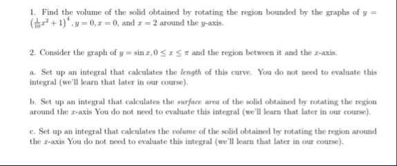 Find the volume of the solid obtained by rotating